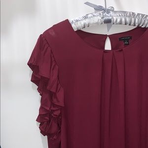 XL Ann Taylor | Ruffle Sleeve Pleated Tank Top